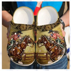 Personalized Cowgirl Rider And Her Steed Crocs Clogy Shoes For Mens And Womens