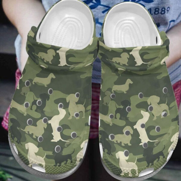 Personalized Dachshund Camo Crocs Clogy Shoes For Mens And Womens