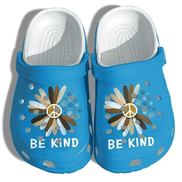 Personalized Daisy Flower Hippie Be Kind Brown Blue Crocs Clogy Shoes For Mens And Womens