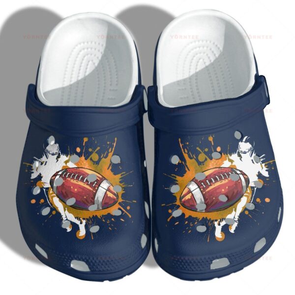 Personalized Football Men Women Rugby Blue Crocs Clogy Shoes For Mens And Womens