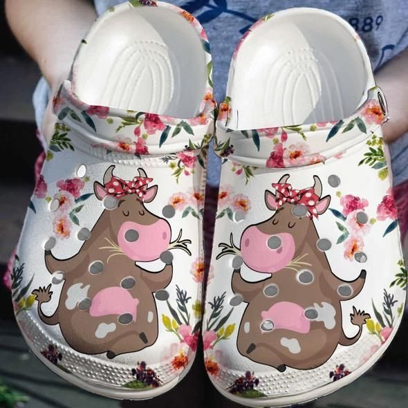 Personalized Funny Cow Cartoon Crocs Clogy For Mens And Womens