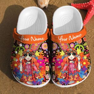 Personalized Hippie Girl Comfortable Women Classic Style Birthday Crocs Clog Clog Shoes