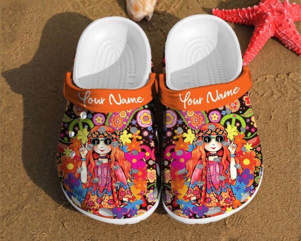 Personalized Hippie Girl Comfortable Women Classic Style Birthday Crocs Clog Clog Shoes