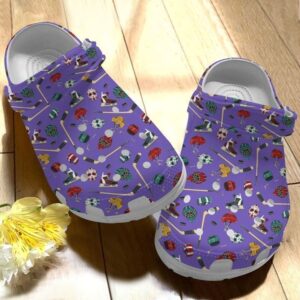 Personalized Hockey Lovers Purple Crocs Clogy Shoes For Mens And Womens