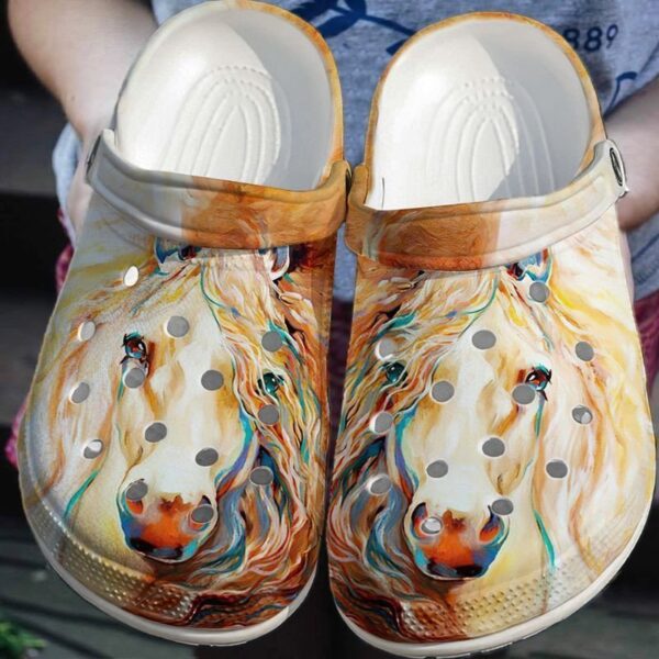 Personalized Horse Painting Art Crocs Clogy Shoes For Mens And Womens