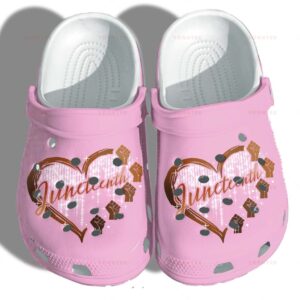 Personalized Juneteenth Heart Hand Pink Crocs Clogy Shoes For Mens And Womens