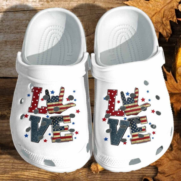 Personalized Love America Usa Flag For 4Th Of July Crocs Clogy Shoes For Mens And Womens