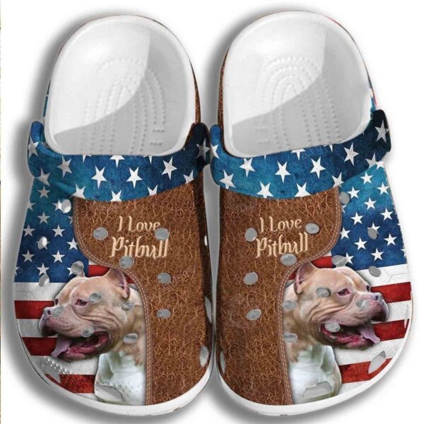 Personalized Love Pitbull Usa Flag For Men Women Crocs Clogy Shoes For Mens And Womens