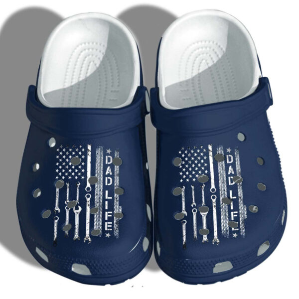 Personalized Mechanic Usa Flag Blue Crocs Clogy Shoes For Mens And Womens