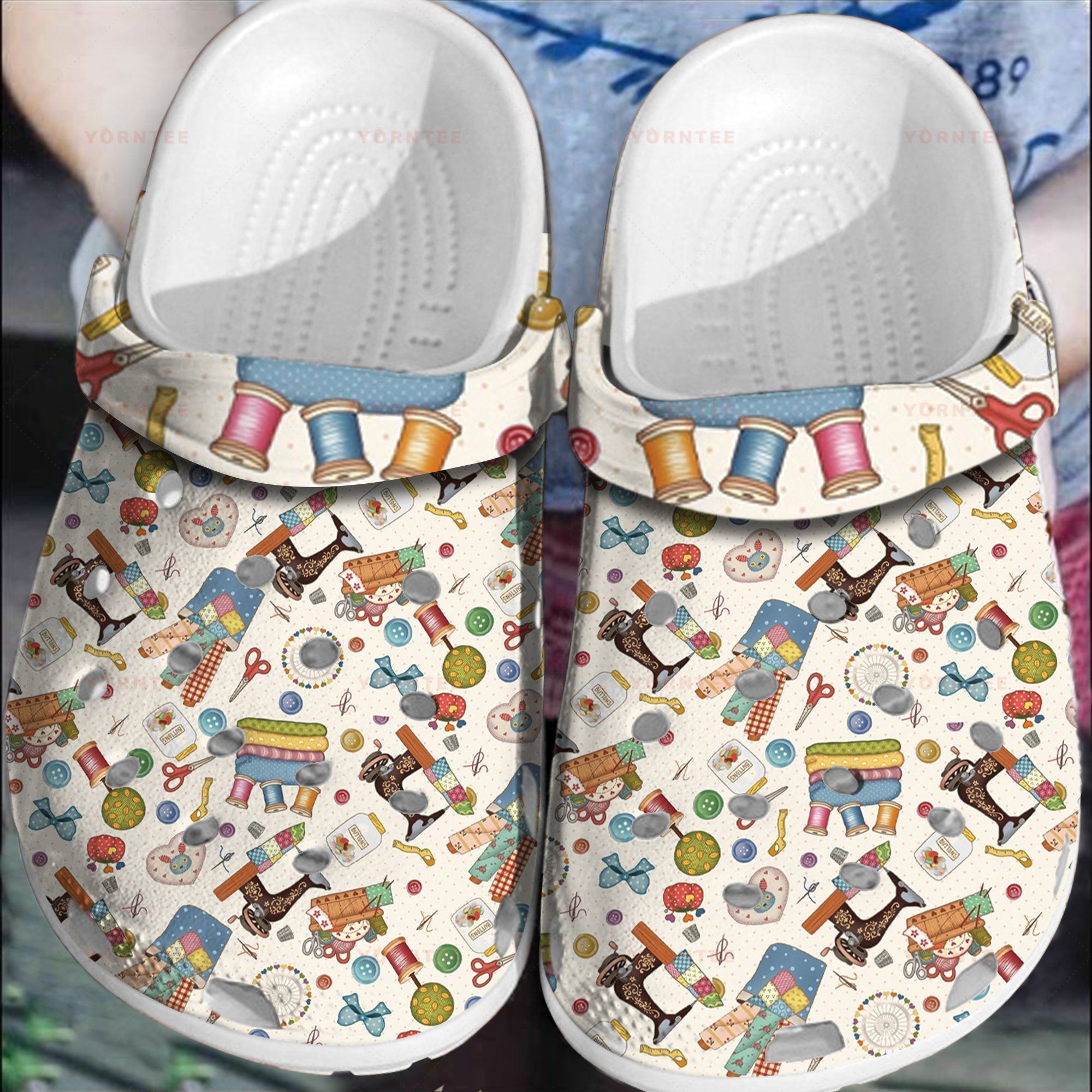 Personalized Sewing Quilting Crocs Clogy Shoes For Mens And Womens