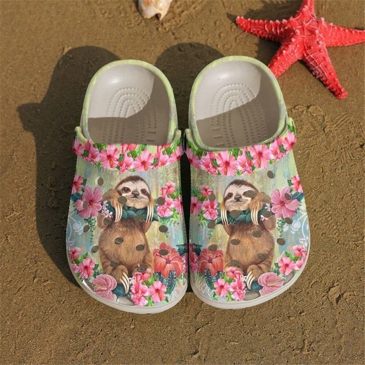 Personalized Sloth Floral Crocs Clogy Shoes For Mens And Womens