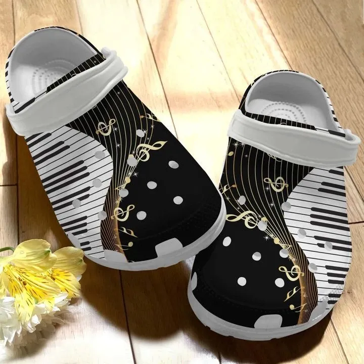 Piano Personalize Clog Custom Crocs Fashionstyle Comfortable For Women Men Kid Print 3D Whitesole Piano Notes Pattern