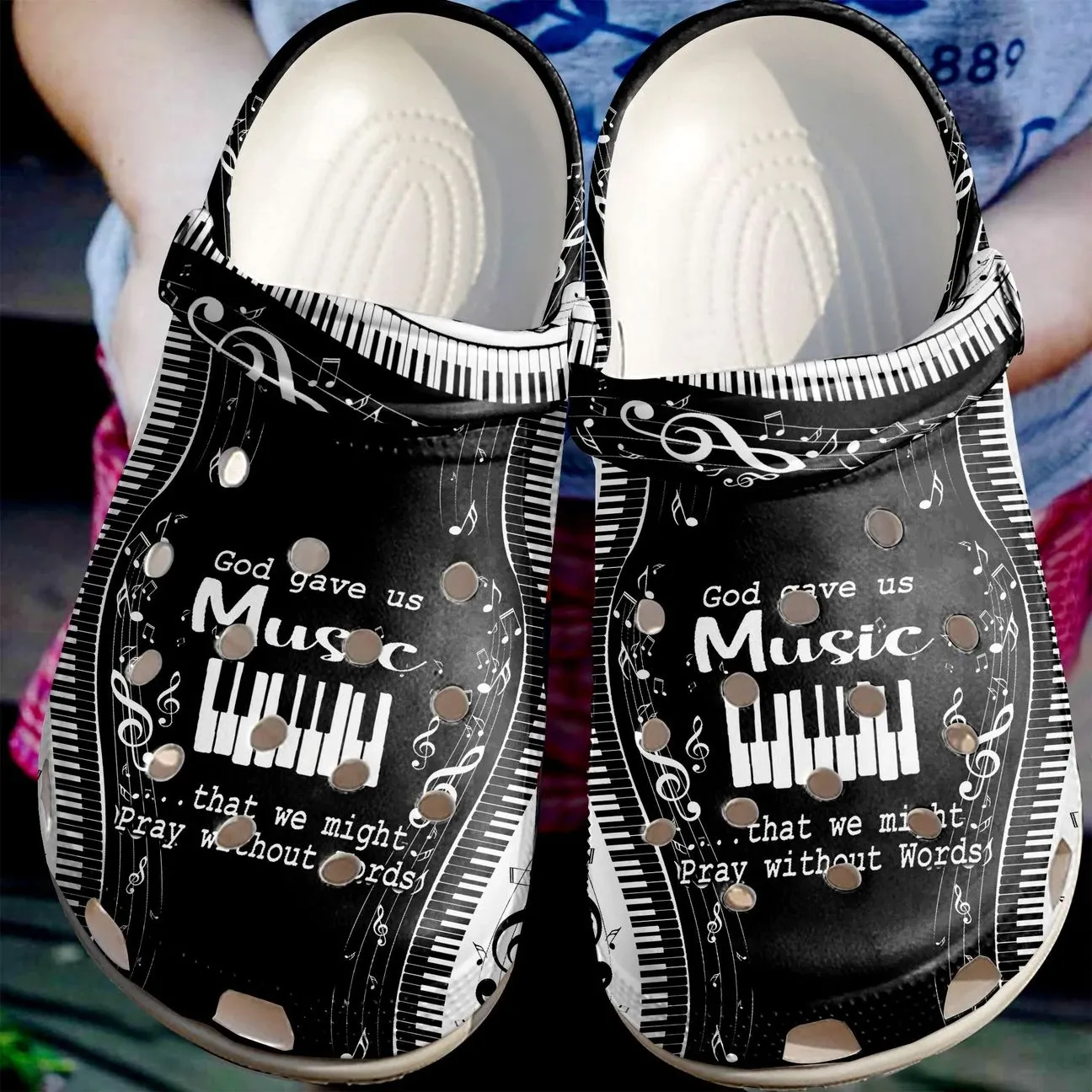 Piano Personalized Clog Custom Crocs Comfortablefashion Style Comfortable For Women Men Kid Print 3D Pray Without Words