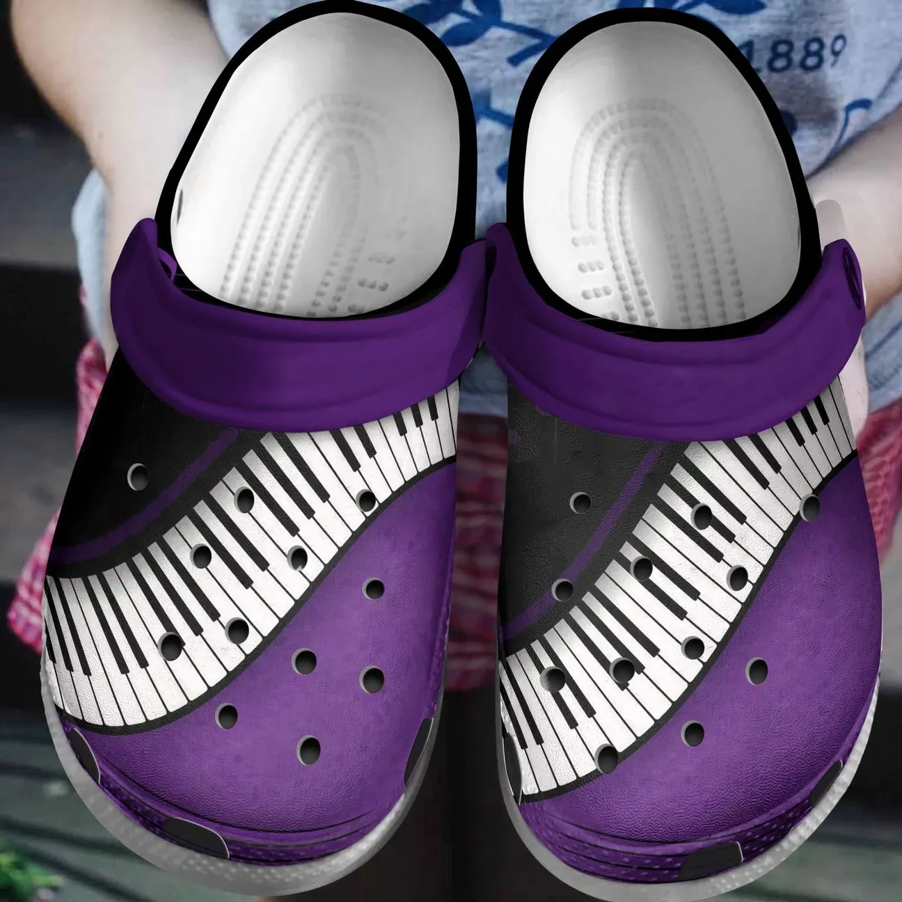 Piano Personalized Clog Custom Crocs Comfortablefashion Style Comfortable For Women Men Kid Print 3D Purple Piano