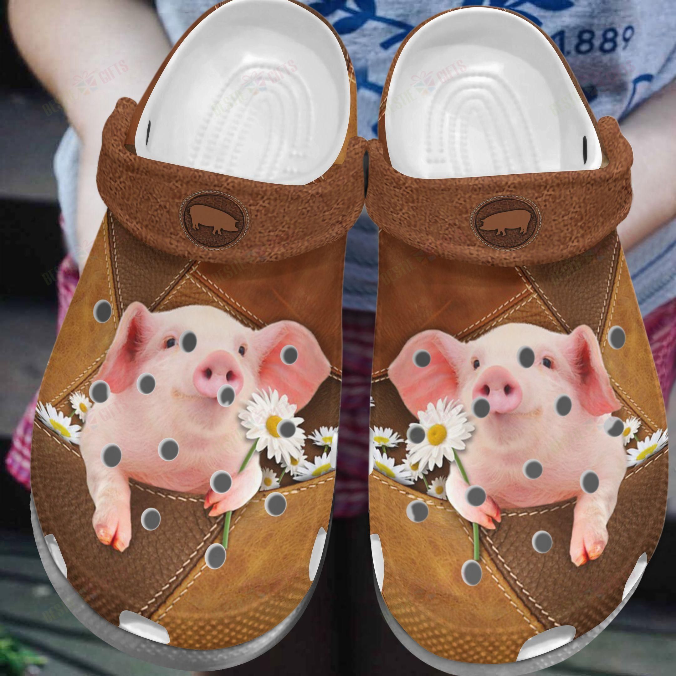 Pig Crocs Clog Classic Clog Whitesole Daisy Pig Shoes