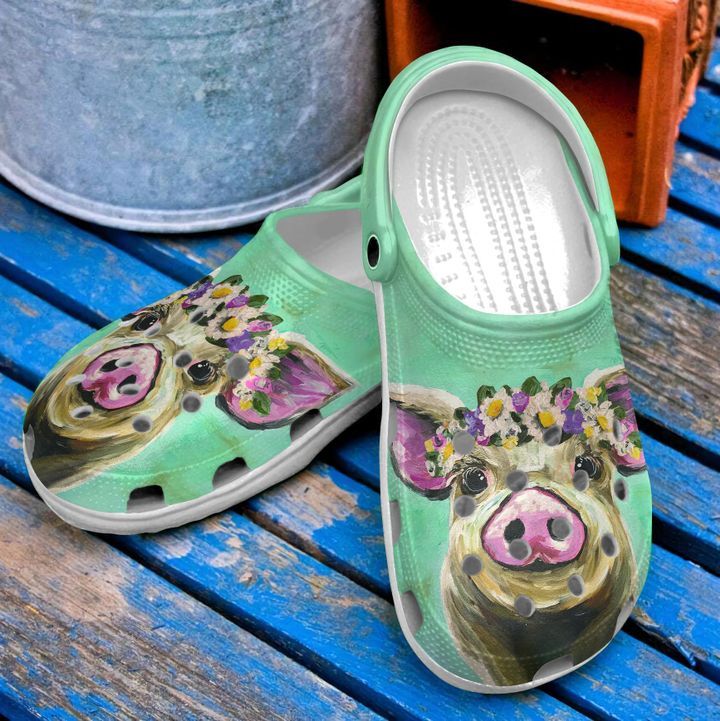 Pig Floral Crown Sku 1832 Crocs Crocband Clog Comfortable For Mens Womens Classic Clog Water Shoes