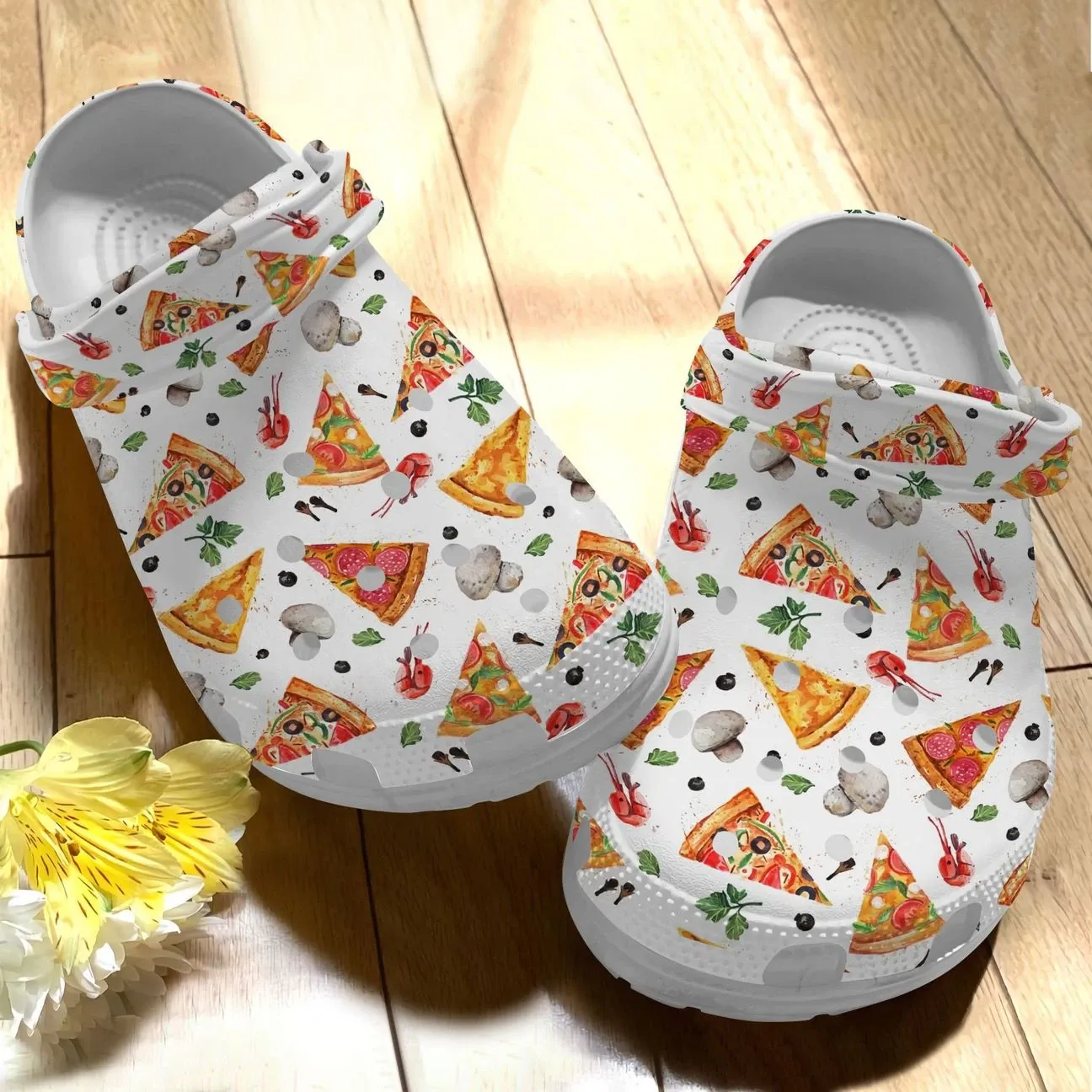 Pizza Personalize Clog Custom Crocs Fashionstyle Comfortable For Women Men Kid Print 3D Whitesole Pizza Slices