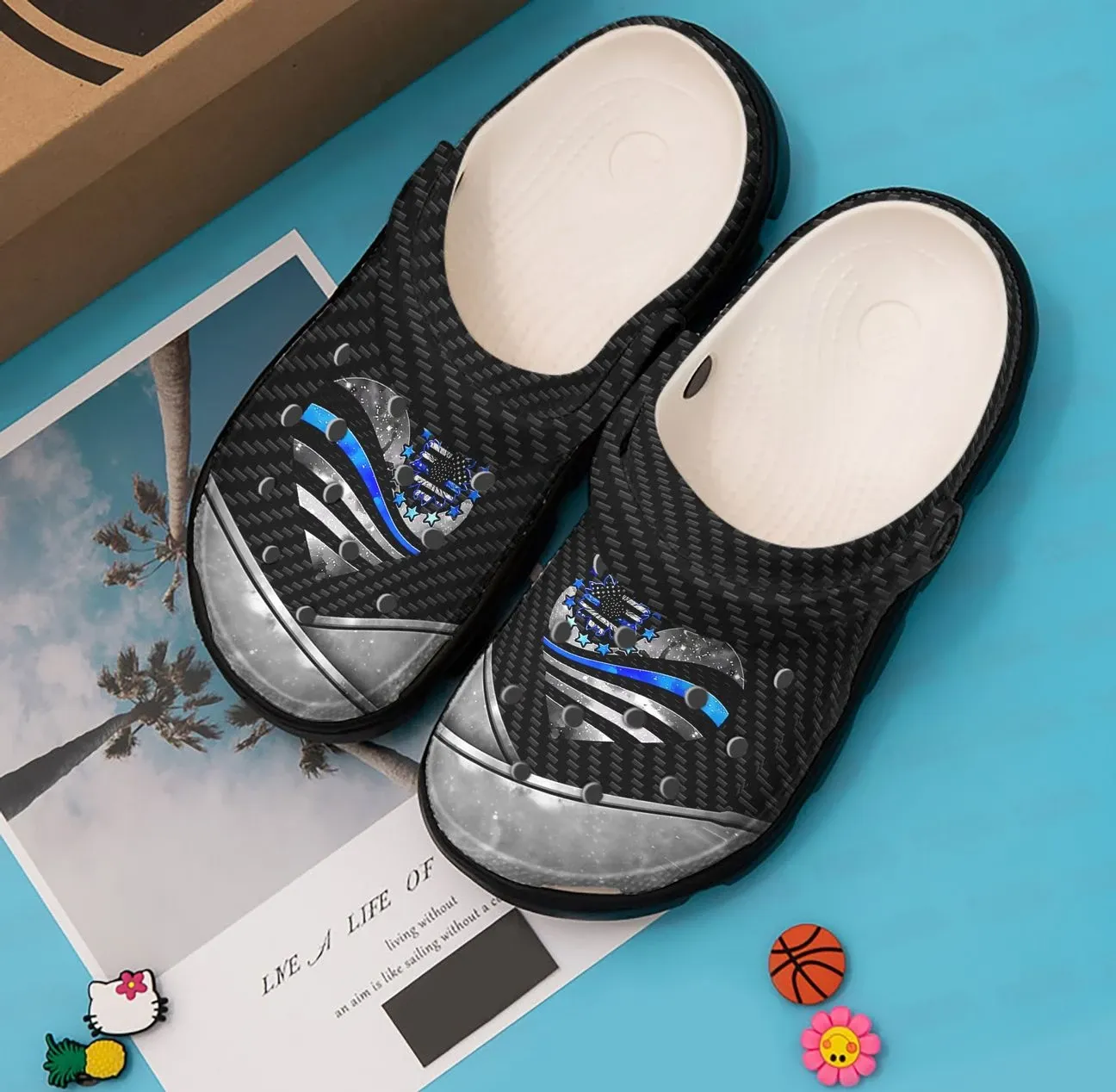 Police Personalized Clog Custom Crocs Comfortablefashion Style Comfortable For Women Men Kid Print 3D Back The Blue Heart