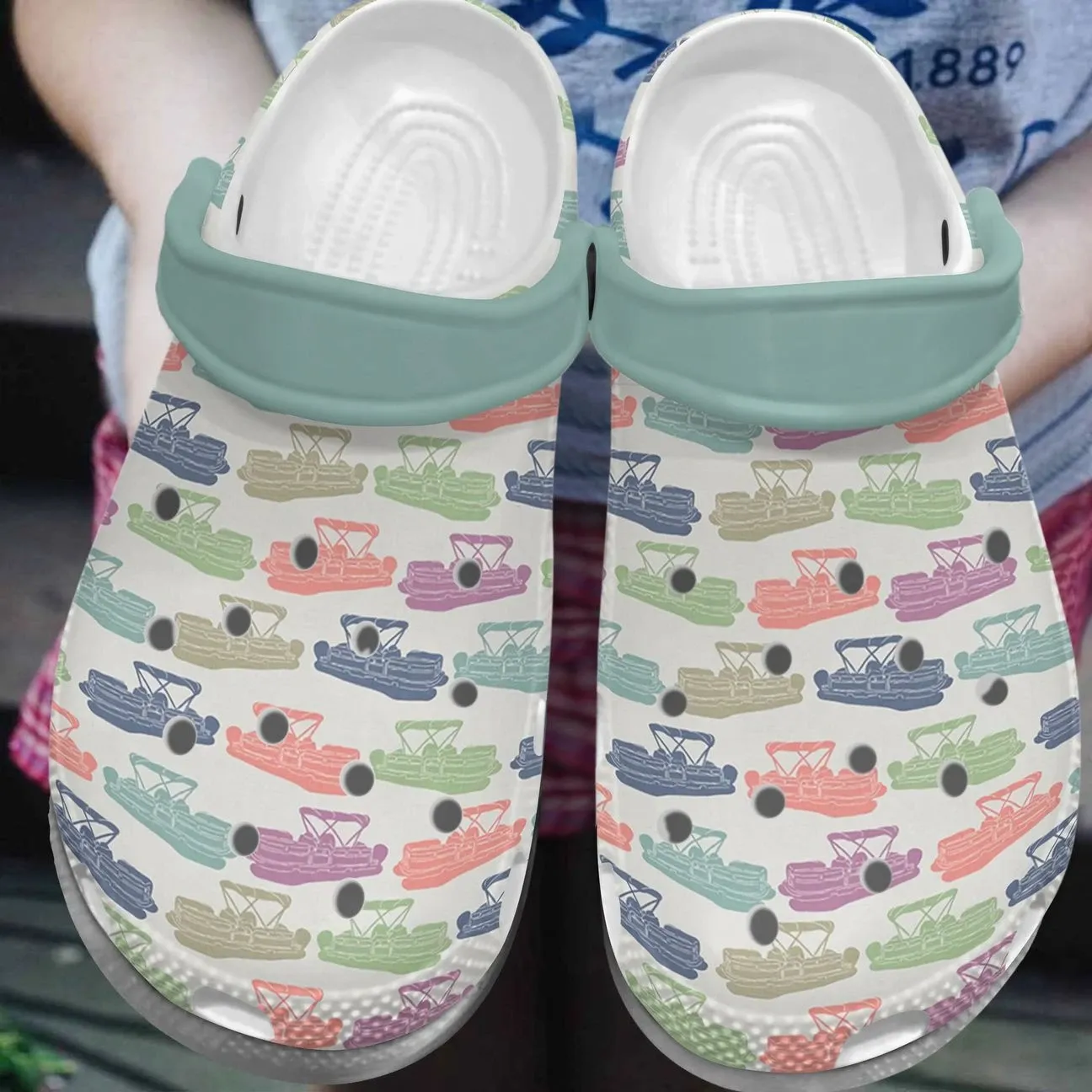 Pontoon Personalize Clog Custom Crocs Fashionstyle Comfortable For Women Men Kid Print 3D Pontoon Love