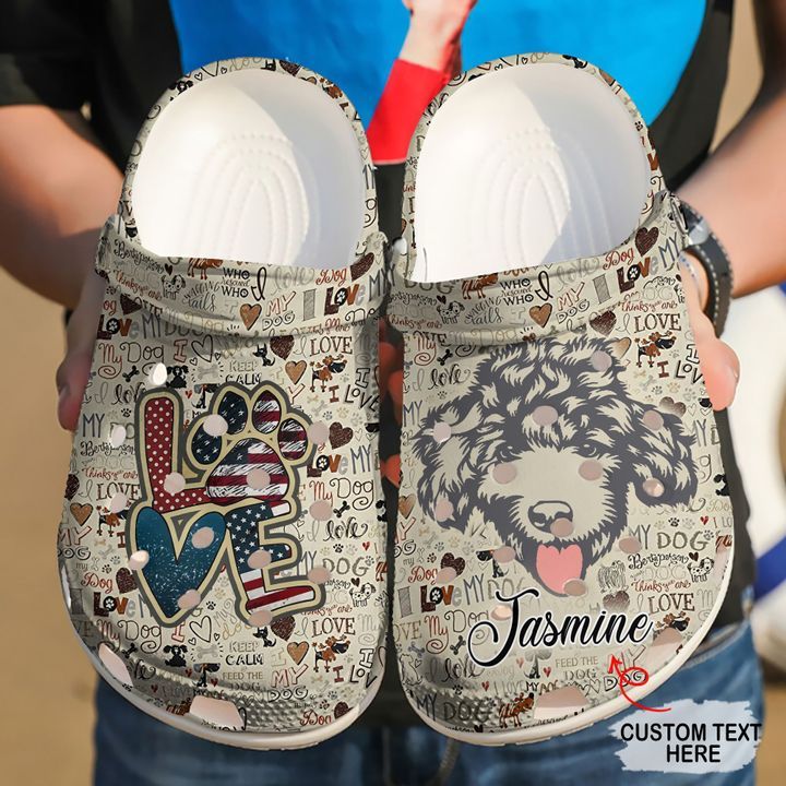 Poodle Personalized Love Vintage Sku 1869 Crocs Crocband Clog Comfortable For Mens Womens Classic Clog Water Shoes