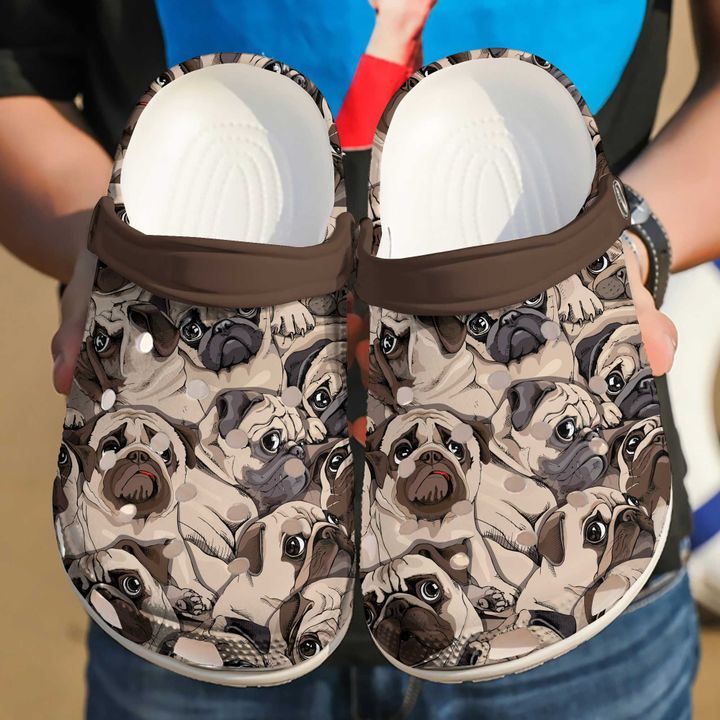 Pug Face Sku 1905 Crocs Crocband Clog Comfortable For Mens Womens Classic Clog Water Shoes