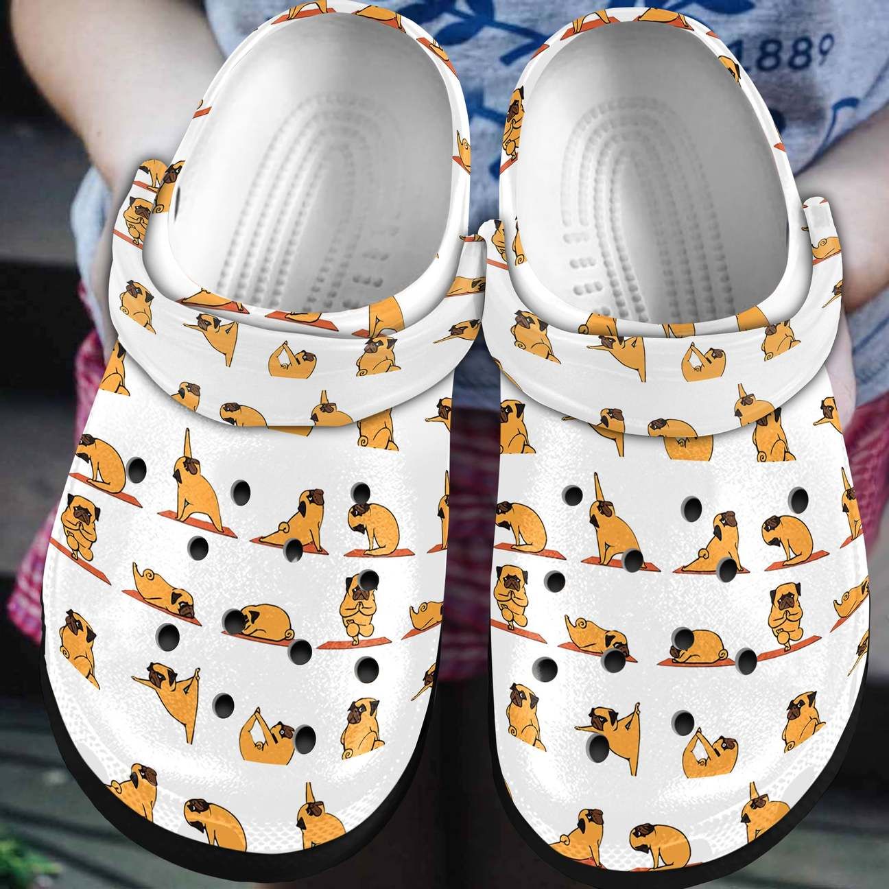 Pug Personalized Clog Custom Crocs Comfortablefashion Style Comfortable For Women Men Kid Print 3D Yoga Poses