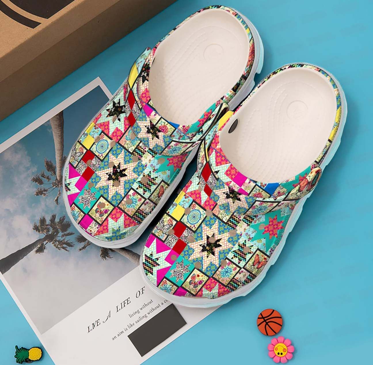 Quilting Personalized Clog Custom Name Text Quilted Blocks Personalized Clog Custom Crocs Fashionstyle Comfortable For Women Men Kid Print 3D