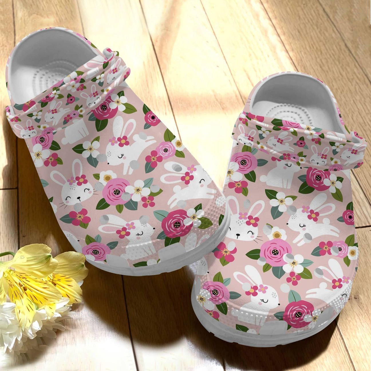Rabbit Personalize Clog Custom Crocs Fashionstyle Comfortable For Women Men Kid Print 3D Spring Flower