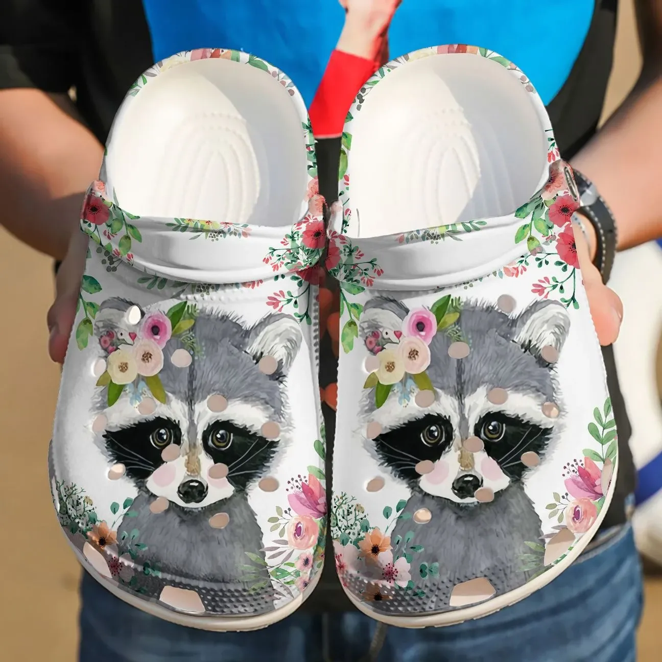 Raccoon Personalized Clog Custom Crocs Comfortablefashion Style Comfortable For Women Men Kid Print 3D Floral Raccoon