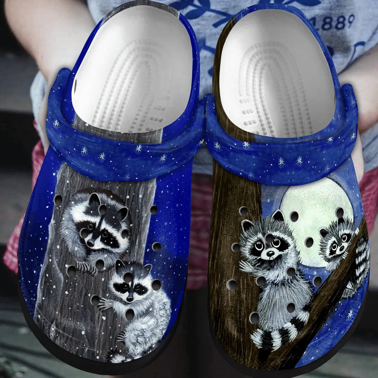 Raccoon Personalized Clog Custom Crocs Comfortablefashion Style Comfortable For Women Men Kid Print 3D Moon