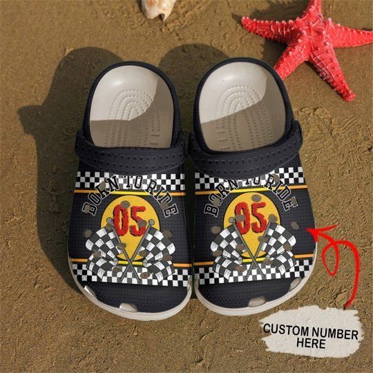 Racing Born To Ride Personalize Clog Custom Crocs Clog Number On Sandal Fashion Style Comfortable For Women Men Kid