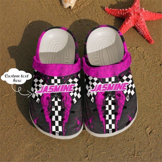 Racing Checkered Flag Personalize Clog Custom Crocs Clog Fashion Style Comfortable For Women Men Kid