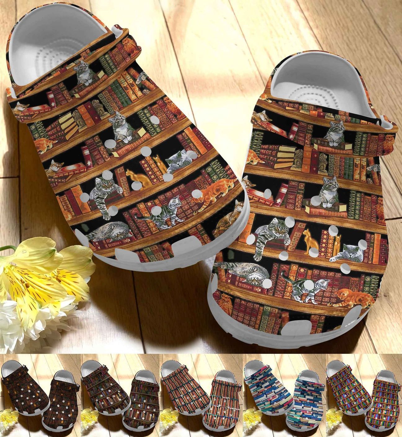 Reading Personalize Clog Custom Crocs Fashionstyle Comfortable For Women Men Kid Print 3D Whitesole Bookshelf