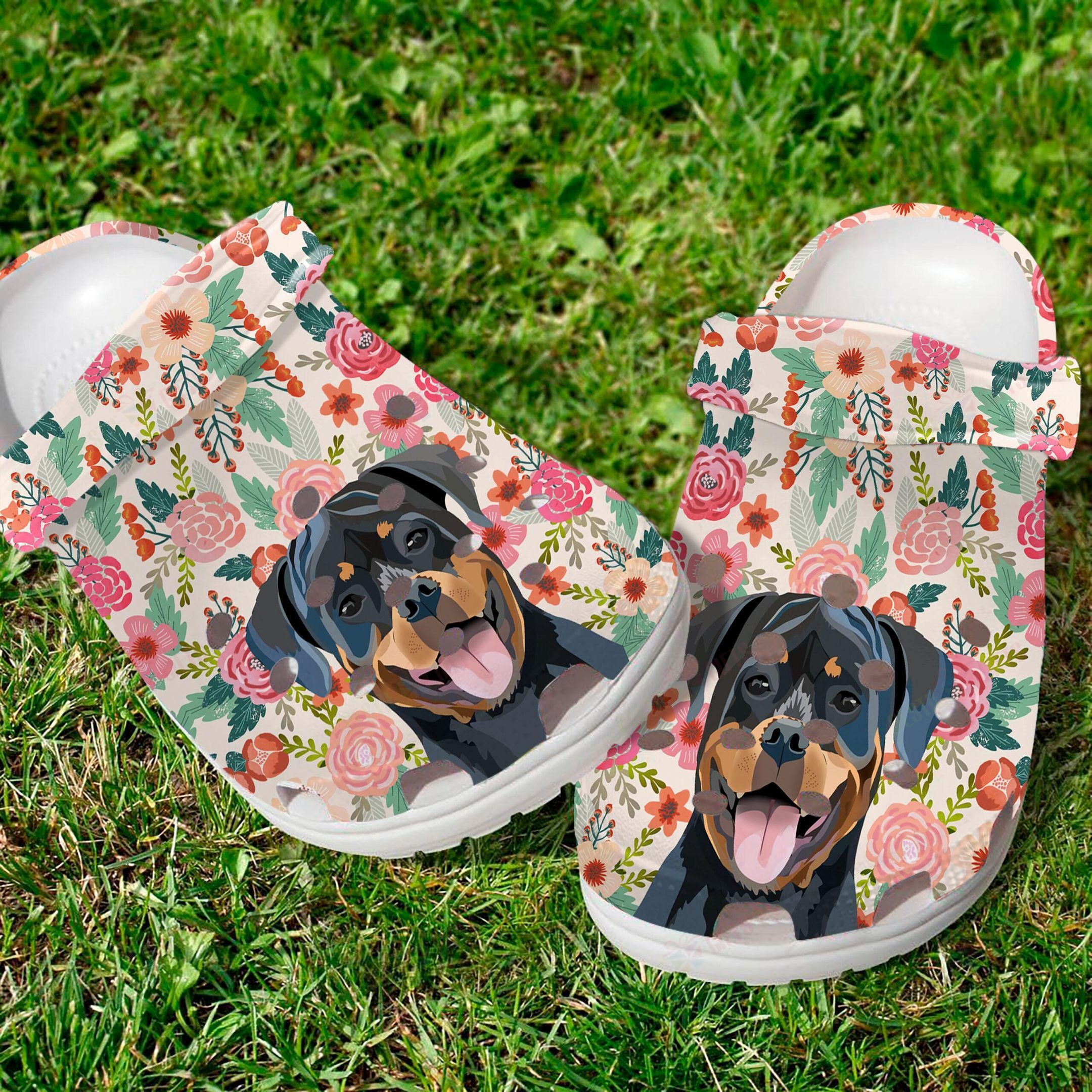 Rottweiler Floral Crocs Clog Classic Clogs Shoes