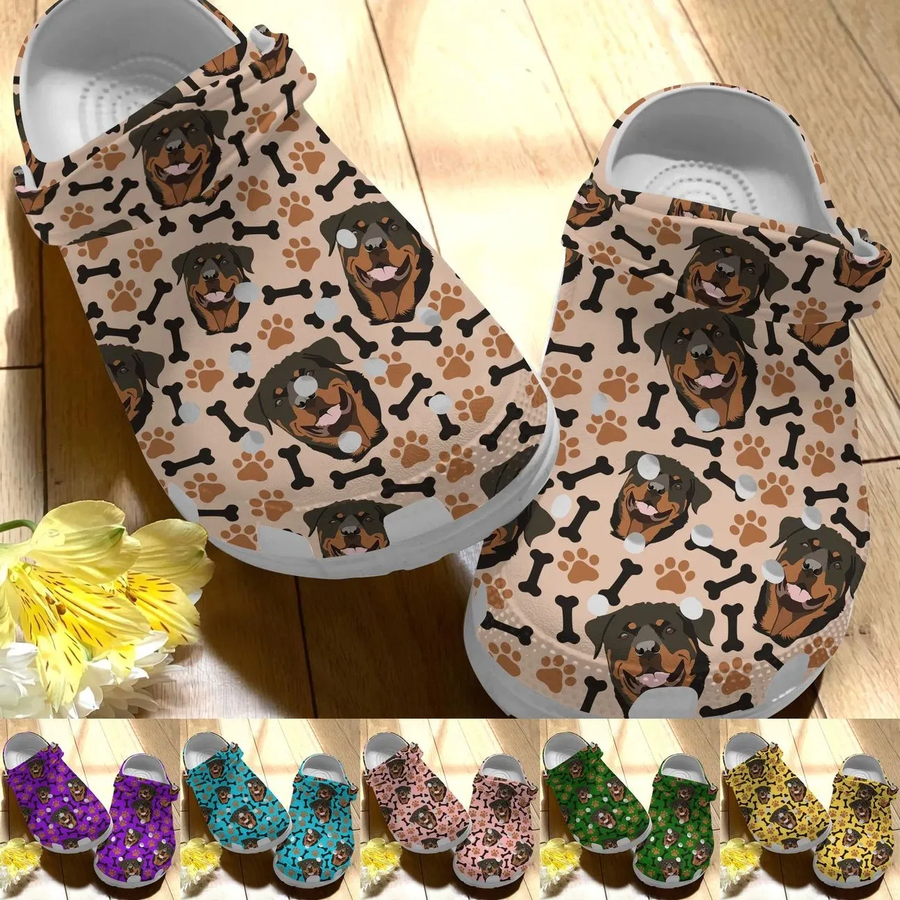 Rottweiler Personalize Clog Custom Crocs Fashionstyle Comfortable For Women Men Kid Print 3D Whitesole Cute Rottweiler