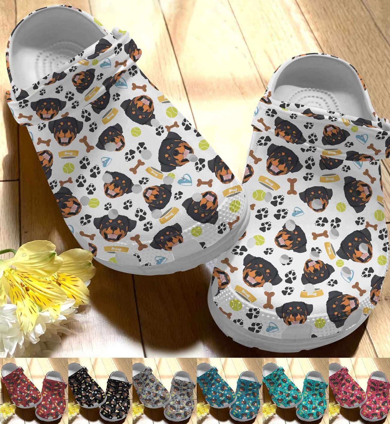 Rottweiler Personalize Clog Custom Crocs Fashionstyle Comfortable For Women Men Kid Print 3D Whitesole Rottweiler Pattern