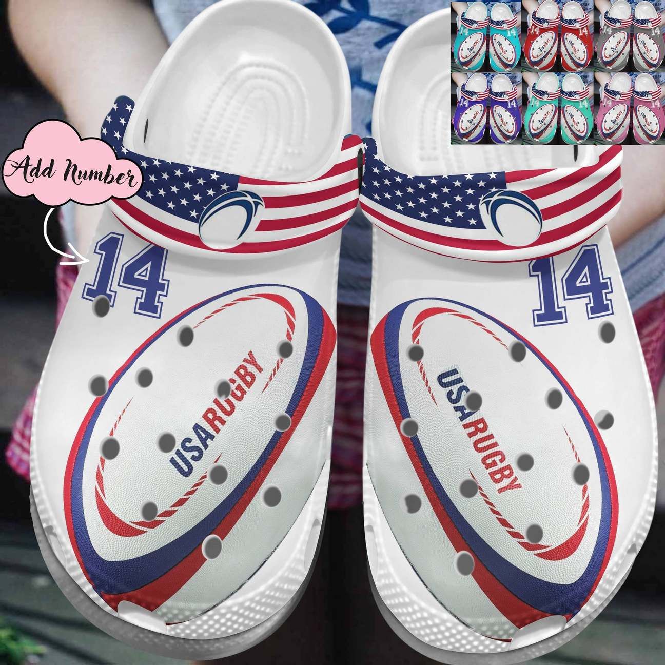 Rugby Personalized Clog Custom Crocs Comfortablefashion Style Comfortable For Women Men Kid Print 3D Usa Rugby