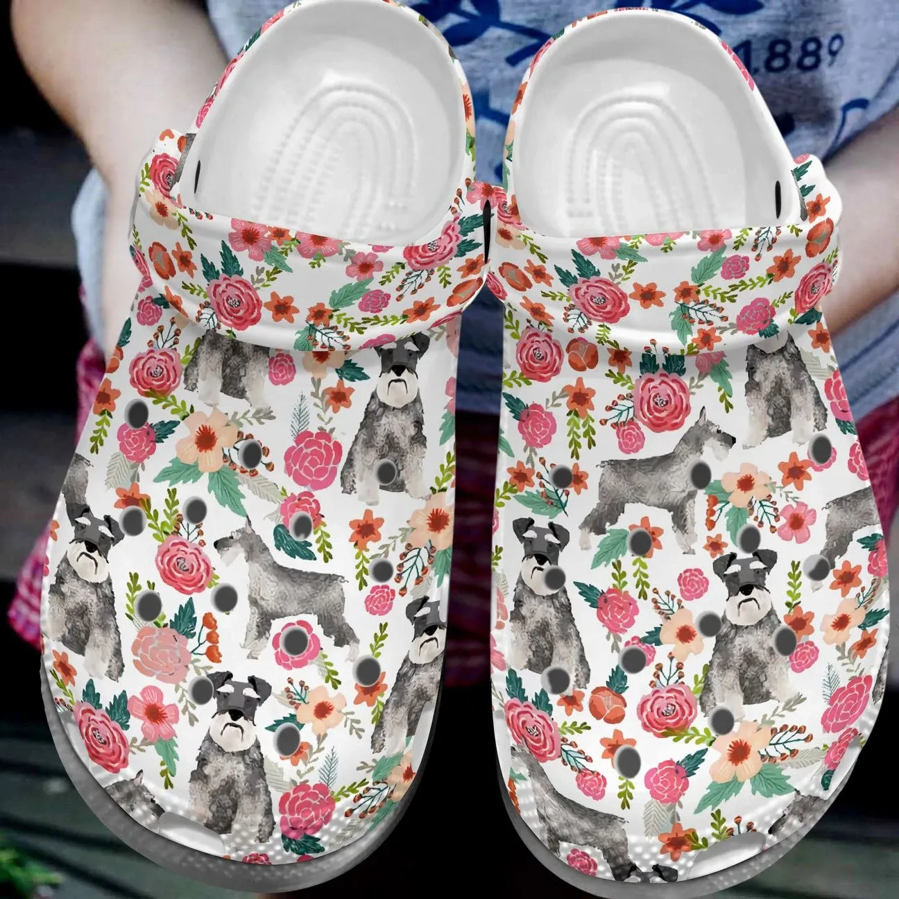 Schnauzer Personalize Clog Custom Crocs Fashionstyle Comfortable For Women Men Kid Print 3D 6 Colors Flower Schnauzers