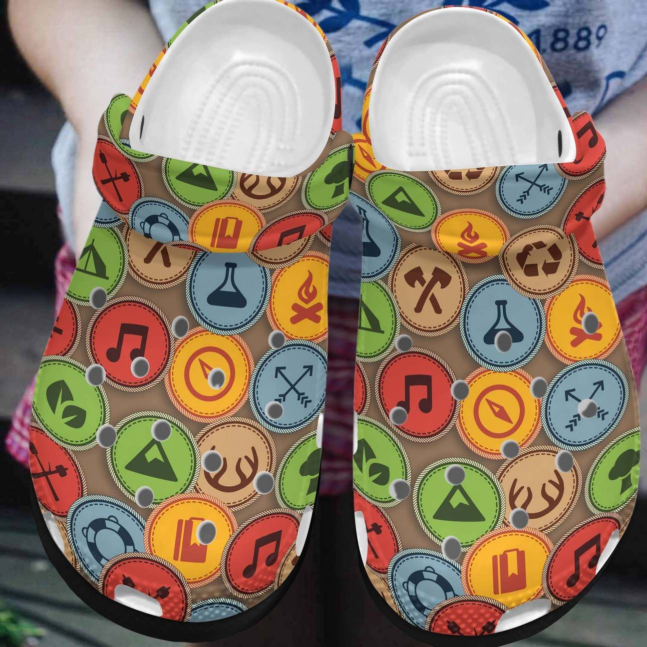 Scouting Personalized Clog Custom Crocs Comfortablefashion Style Comfortable For Women Men Kid Print 3D Merit Badges