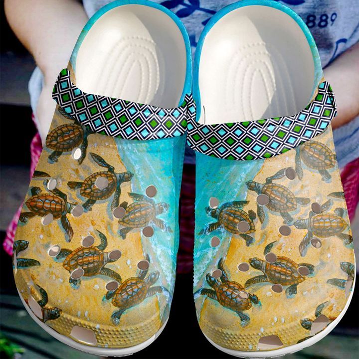 Sea Turtle Back To The Ocean Sku 2113 Crocs Crocband Clog Comfortable For Mens Womens Classic Clog Water Shoes