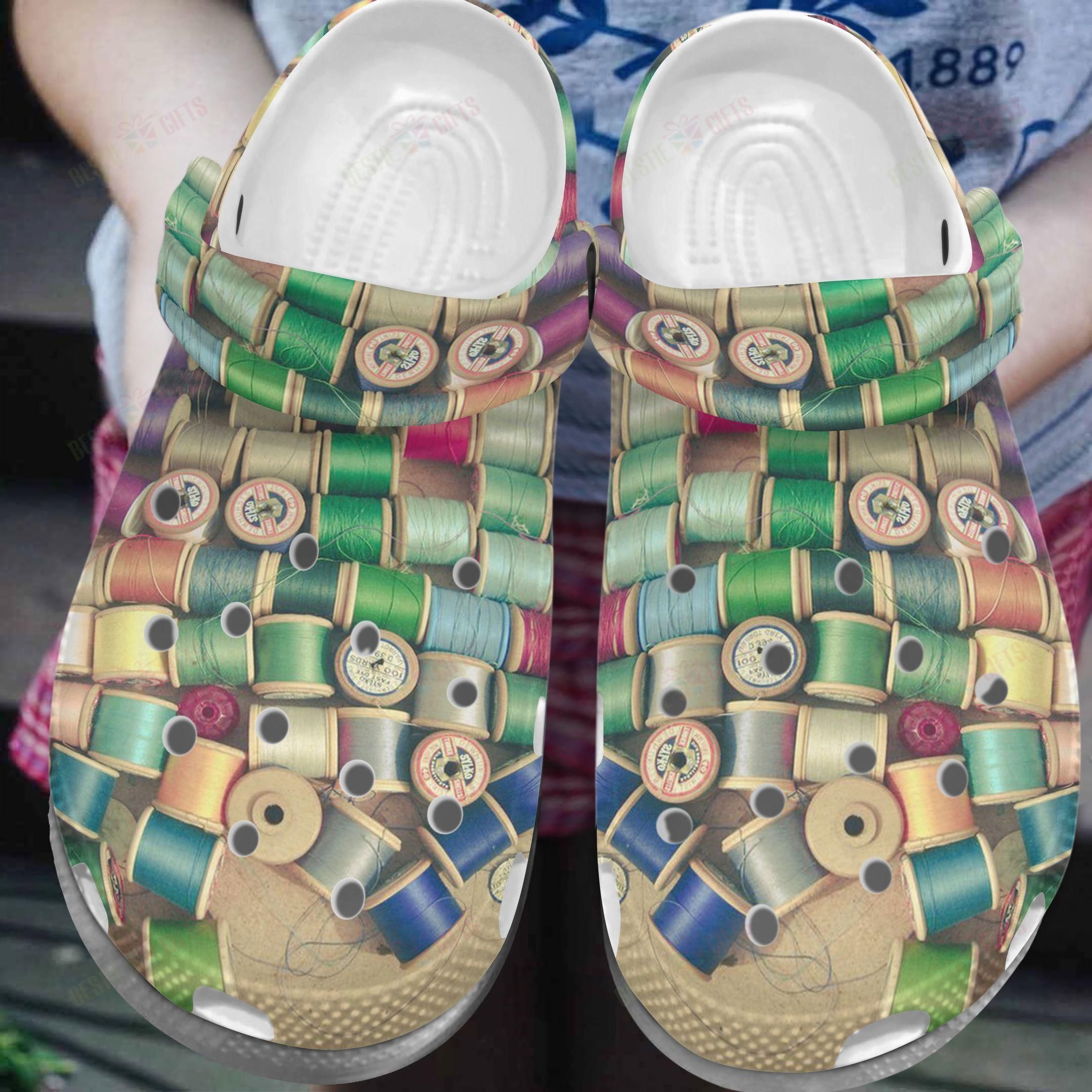 Sewing Crocs Clog Classic Clog Colorful Cotton Reels Shoes