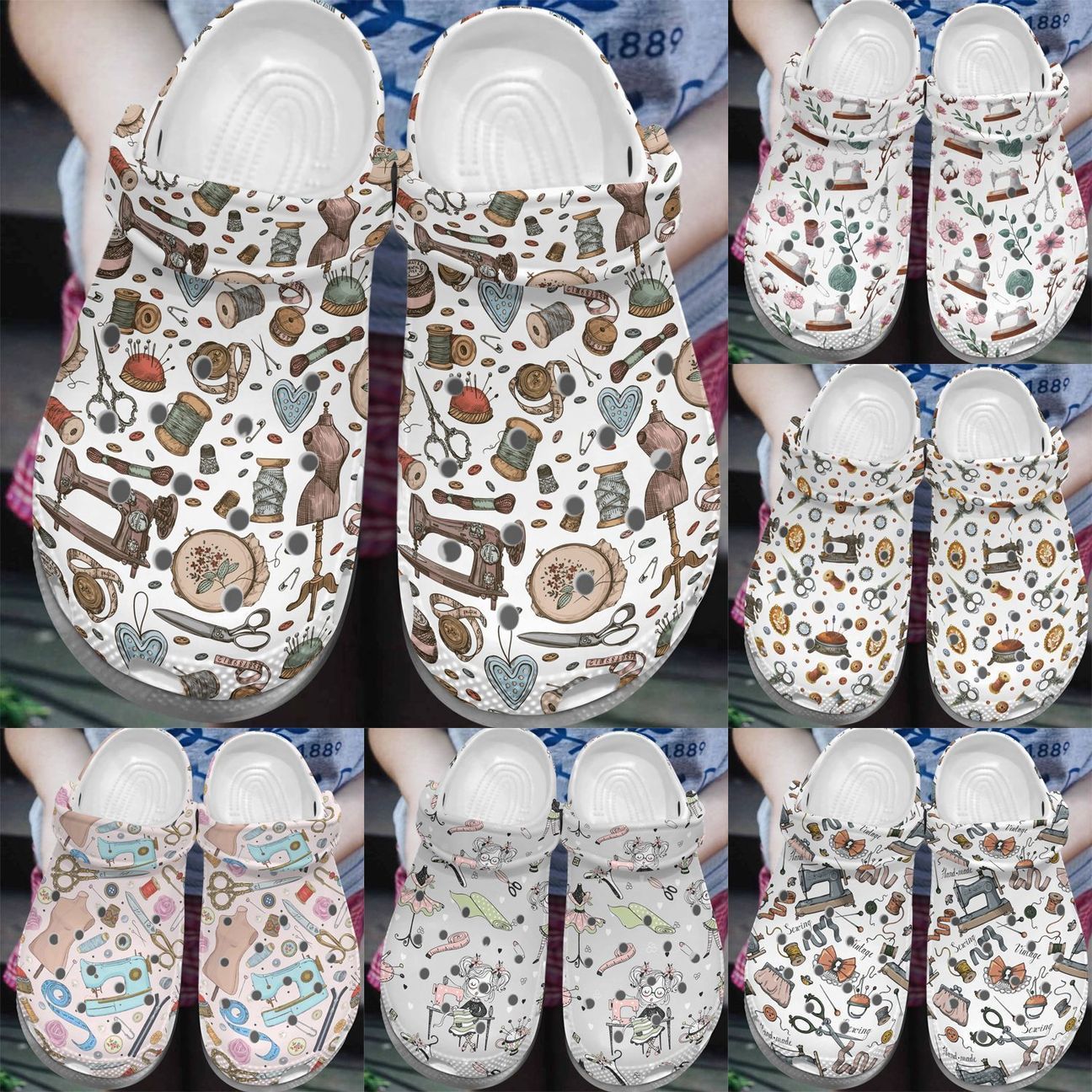 Sewing Personalize Clog Custom Crocs Fashionstyle Comfortable For Women Men Kid Print 3D Sewing Collection