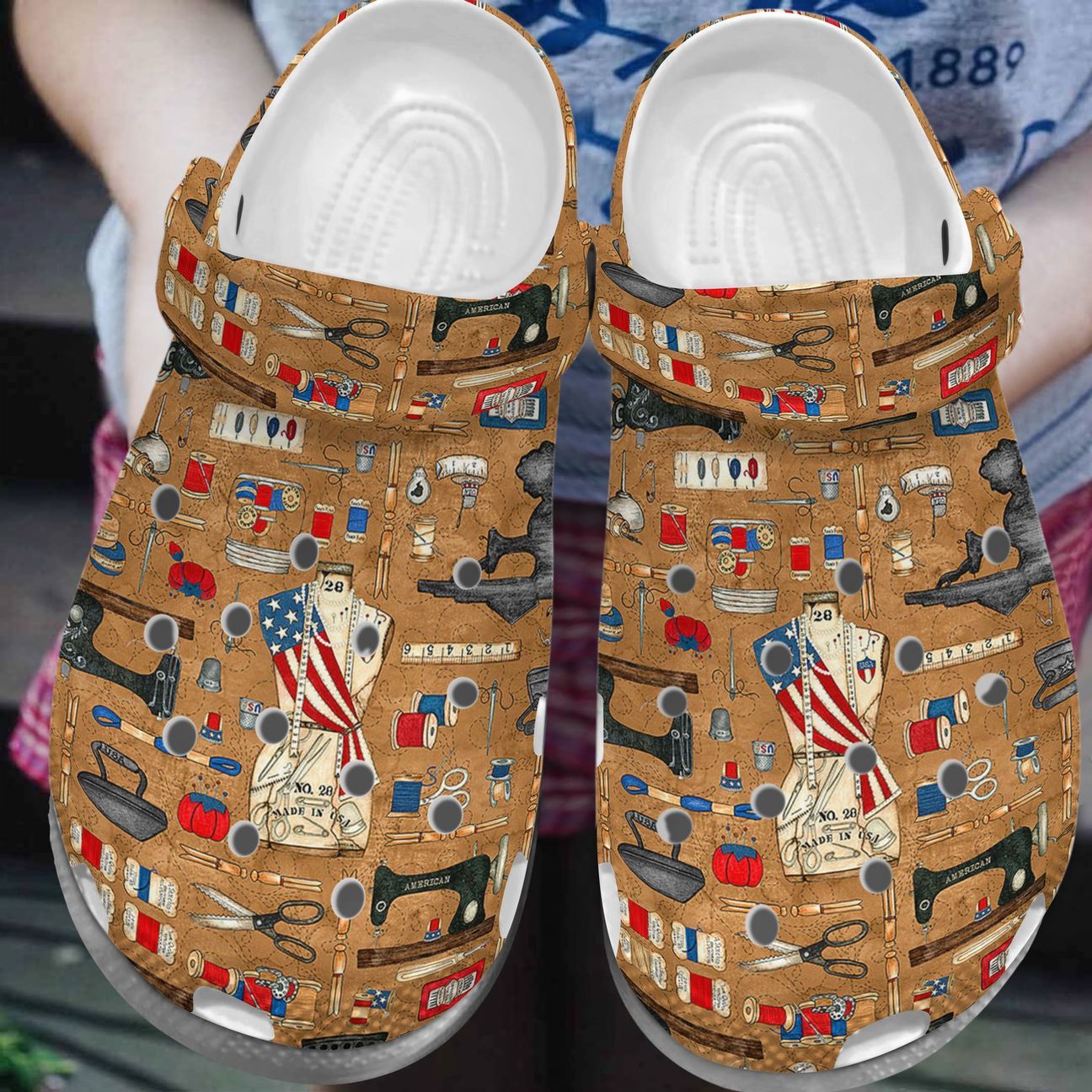 Sewing Personalized Clog Custom Crocs Comfortablefashion Style Comfortable For Women Men Kid Print 3D American Sewing