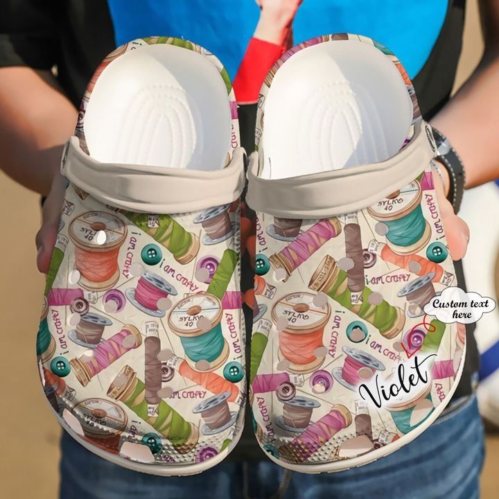 Sewing Personalized I Am Crafty Sku 2117 Crocs Crocband Clog Comfortable For Mens Womens Classic Clog Water Shoes