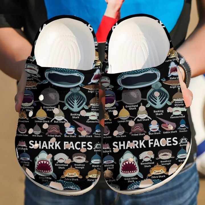 Shark Faces Sku 2133 Crocs Crocband Clog Comfortable For Mens Womens Classic Clog Water Shoes