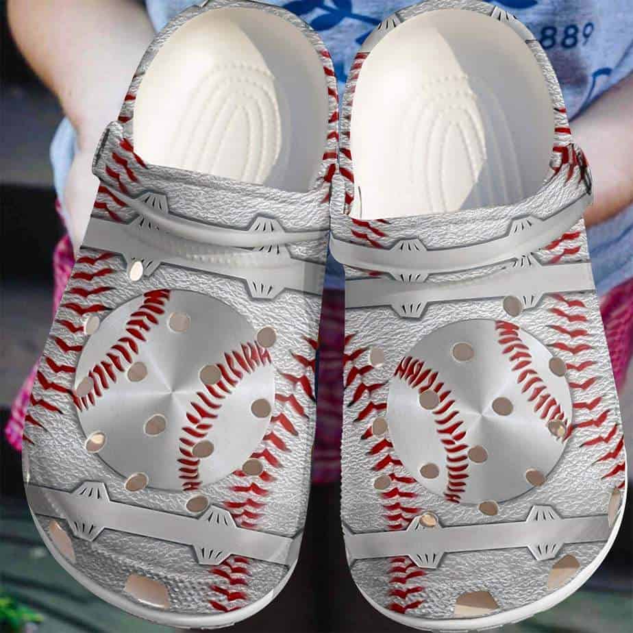 Silver Baseball Ball Shoes Crocs Clog For Batter-Funny Baseball Shoes Crocbland Clog For Men Women