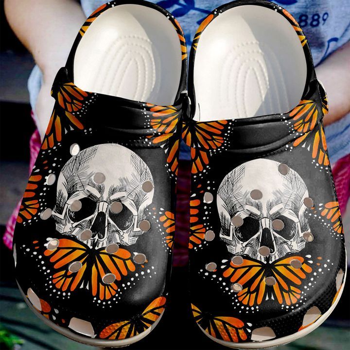 Skull And Monarch Sku 2201 Crocs Crocband Clog Comfortable For Mens Womens Classic Clog Water Shoes