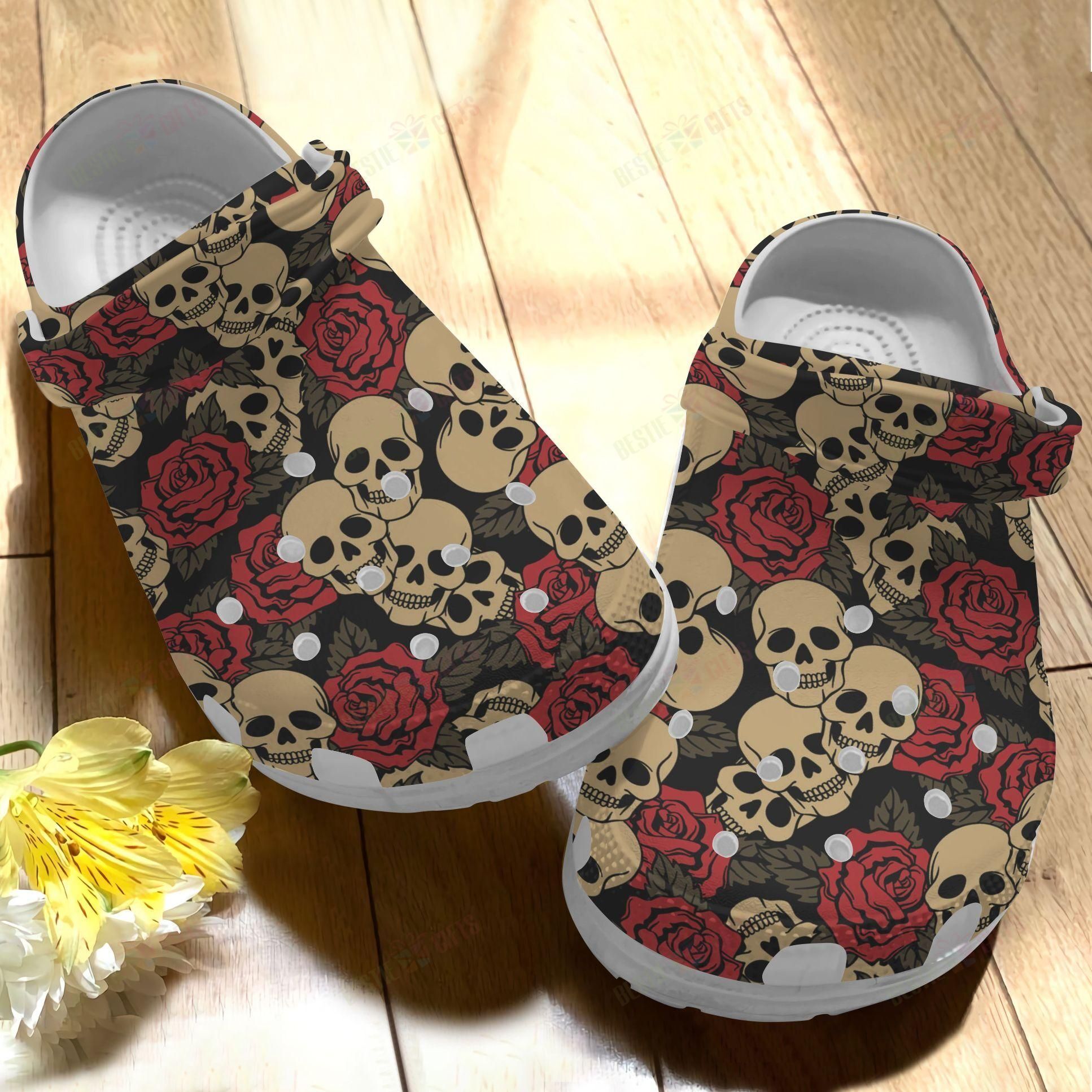 Skull Crocs Clog Classic Clog Floral Skull Shoes