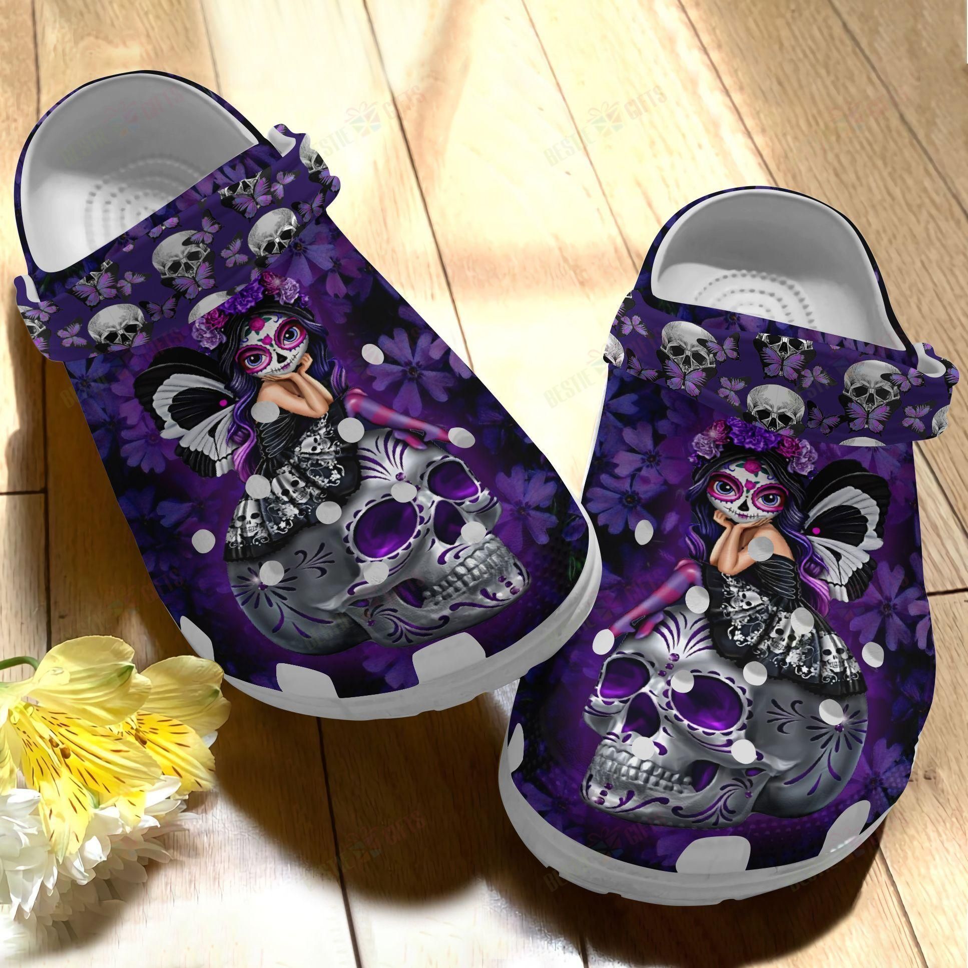 Skull Crocs Clog Classic Clog Purple Girl Shoes