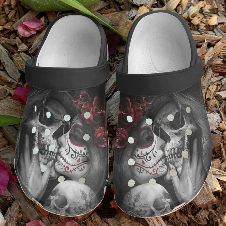 Skull Dead Kiss Sku 2191 Crocs Crocband Clog Comfortable For Mens Womens Classic Clog Water Shoes